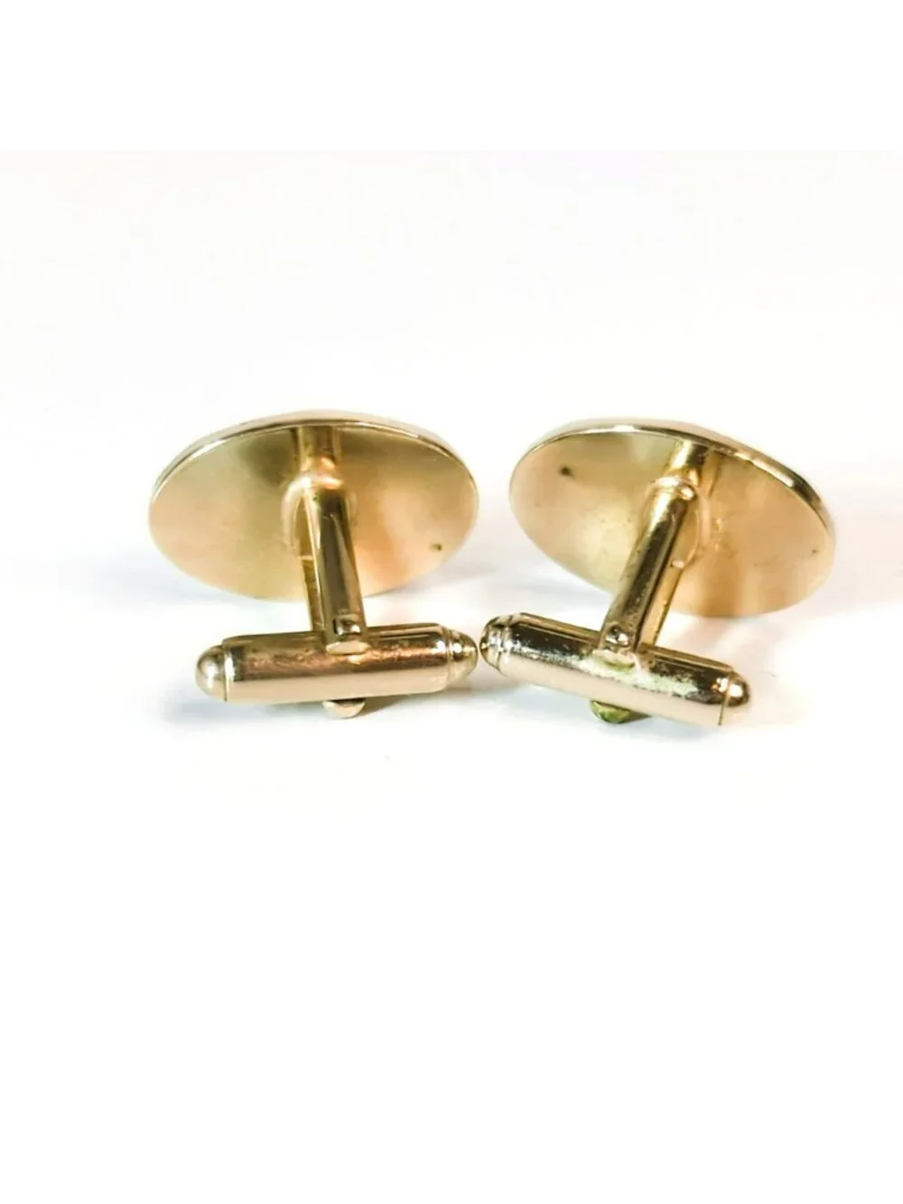 Anson Gold Tone Oval Cufflinks Tie Tack Set Textured Vintage Mens